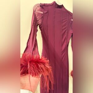 Elegant Burgundy Dress with Funky Cuffs